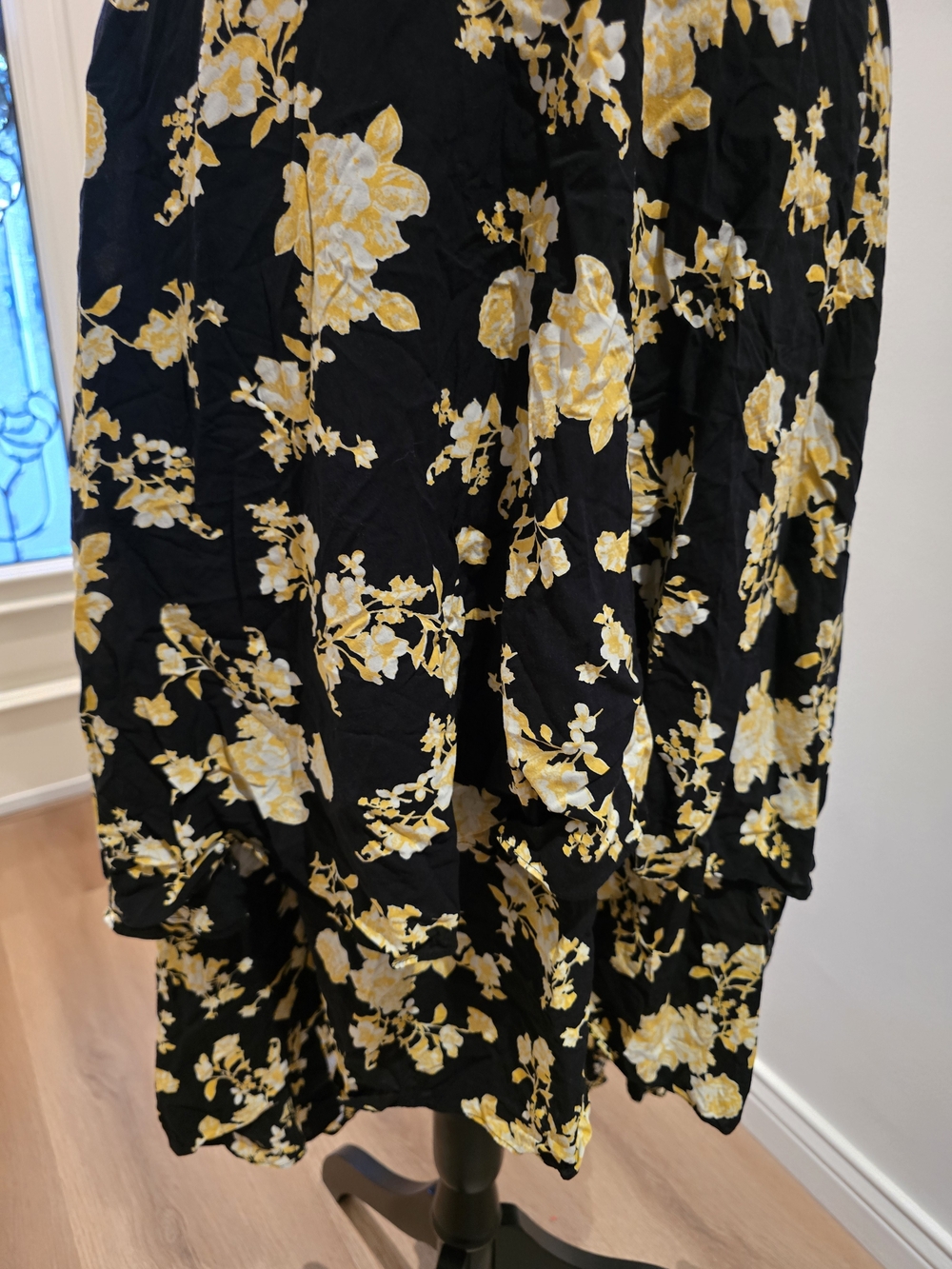 G.I.L.I. Black & Yellow Floral Cold-Shoulder High-Low Dress - Picture 3 of 8